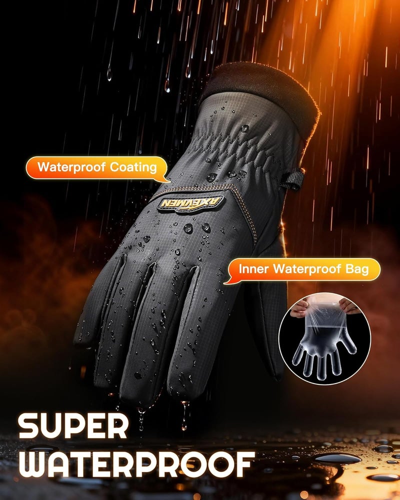 AXEVMEN Winter Gloves Waterproof Ski Snow Warm Gloves for Women Men, Windproof Cold Weather Warm Thermal for Driving Cycling - Image 3